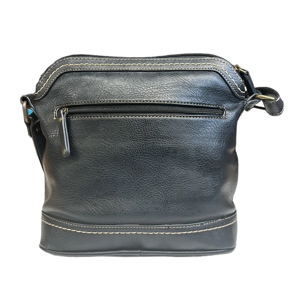 BOC Born Concepts Black Brown Faux Leather Front Buckle Cross Body Purse 11